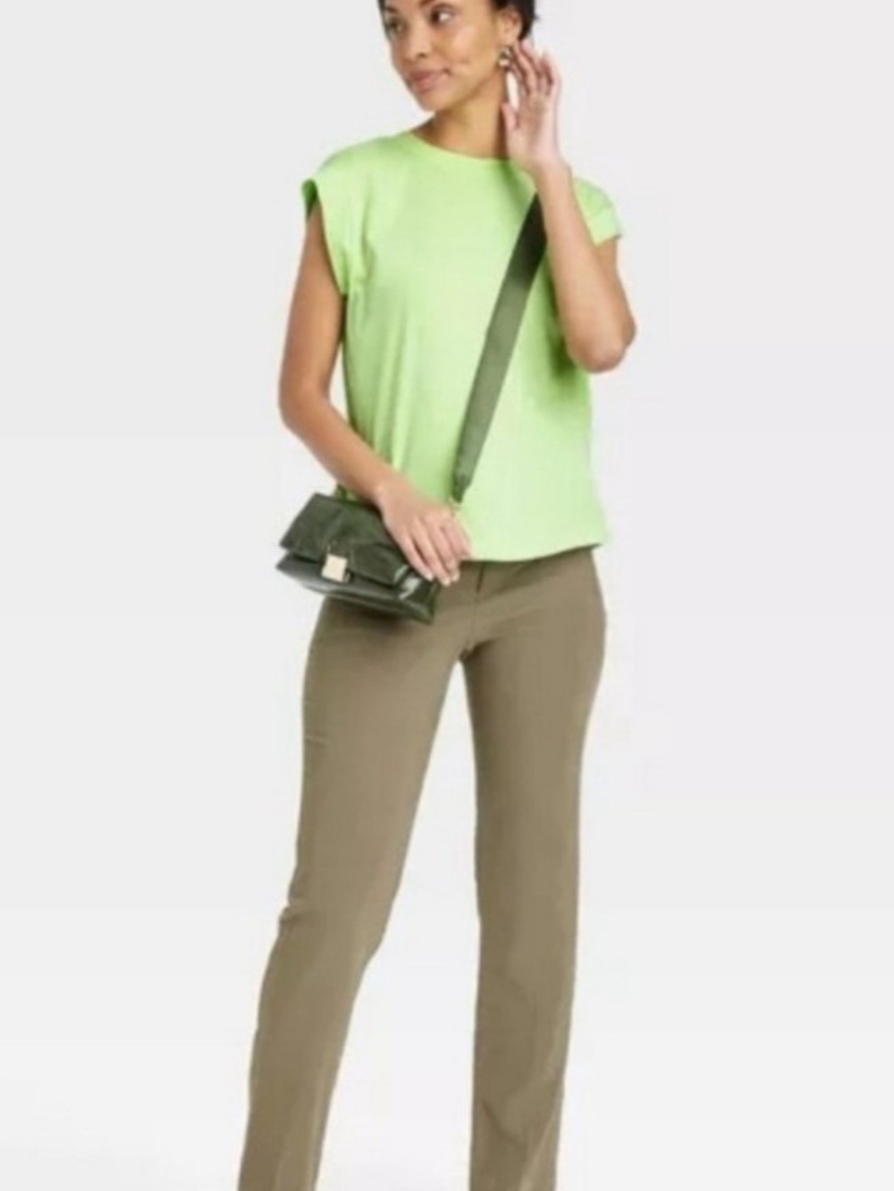a new day Sleeveless Crewneck Tank in Bright Lime - Picture 4 of 8
